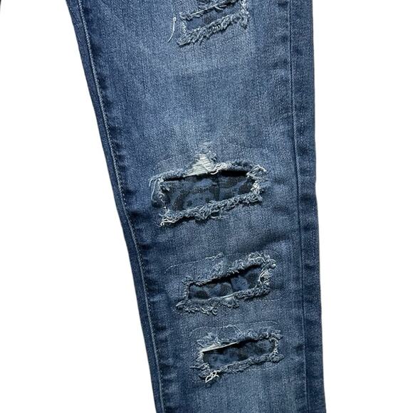 KANCAN Jeans Womens Size 5/26 Distressed Patch Leopard Cheetah Print - Picture 3 of 6